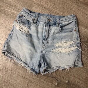 American Eagle Outfitters Ripped Light Blue Jean Shorts